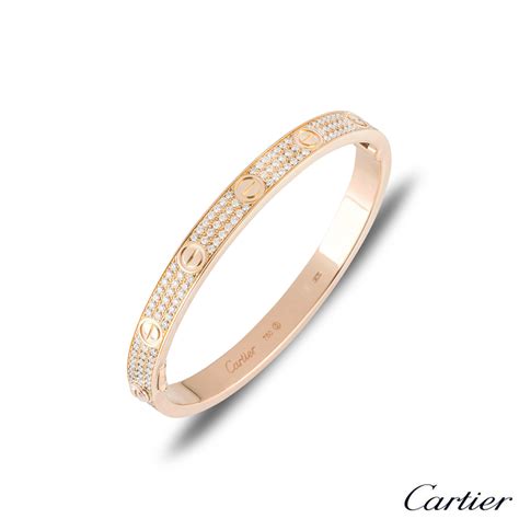 cartier bracelet rose gold diamonds|cartier love bracelet 14k gold.